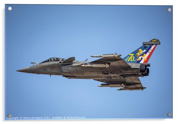 Dassault Rafale Close Fly By Acrylic by Steve de Roeck