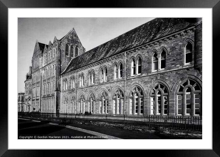 Monochrome image of the Old College, Aberystwyth Framed Mounted Print by Gordon Maclaren