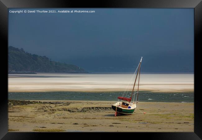 Wind swept sands in the Glaslyn estuary.  Framed Print by David Thurlow
