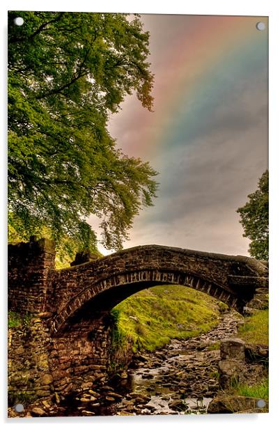 Rainbow over Eastergate Bridge, Marsden. Acrylic by Jeni Harney