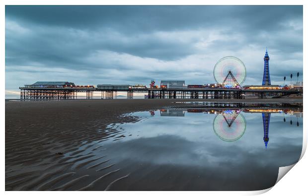 Ferris Wheel spinning on Central Pier in Blackpool Print by Jason Wells