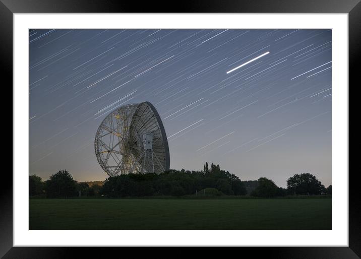Jodrell Bank radio telescope star trails Framed Mounted Print by Katie McGuinness