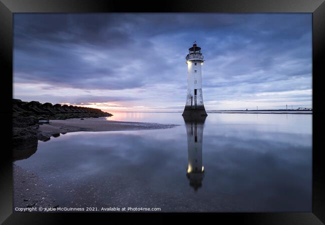 Perch Rock Lighthouse sunset, New Brighton Framed Print by Katie McGuinness