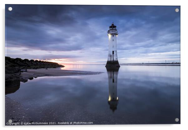 Perch Rock Lighthouse sunset, New Brighton Acrylic by Katie McGuinness