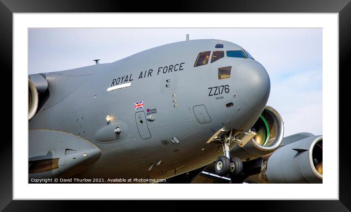 RAF C-17 Approach Framed Mounted Print by David Thurlow