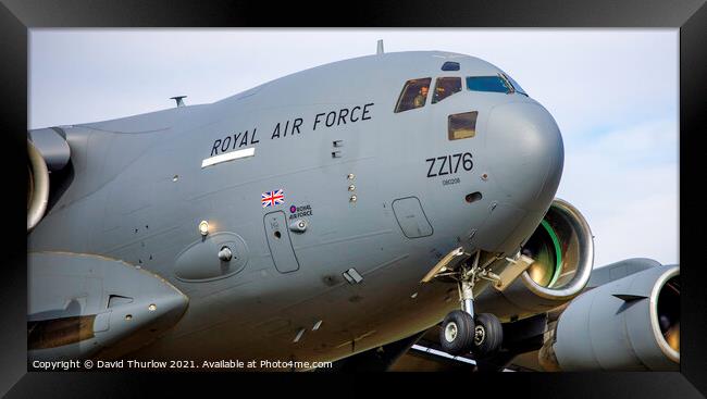 RAF C-17 Approach Framed Print by David Thurlow