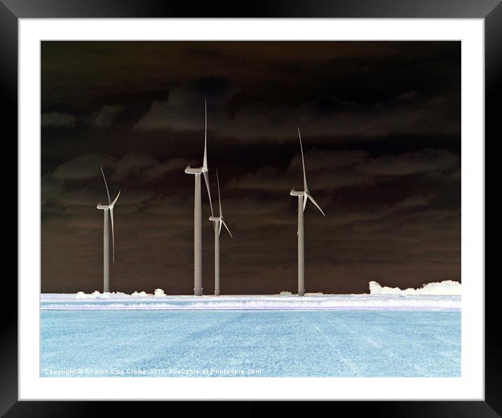 wind turbines in negative Framed Mounted Print by Sharon Lisa Clarke