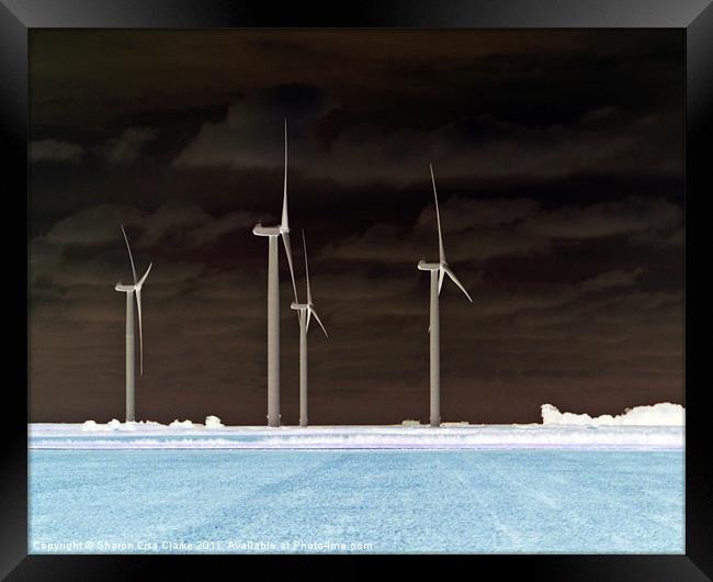 wind turbines in negative Framed Print by Sharon Lisa Clarke