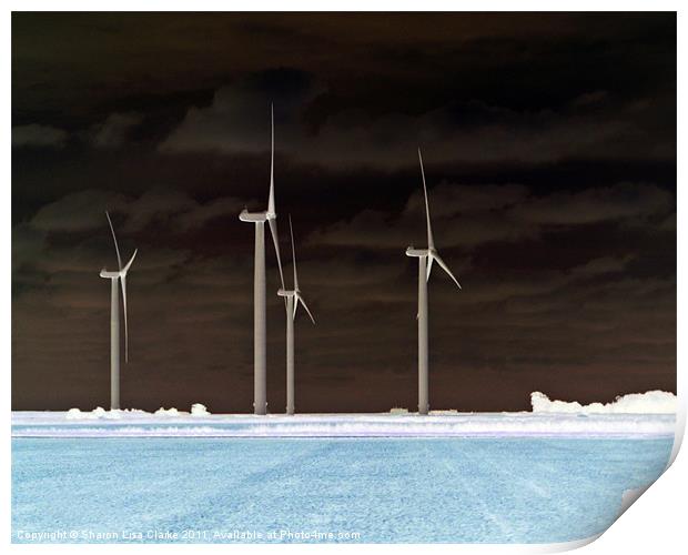 wind turbines in negative Print by Sharon Lisa Clarke
