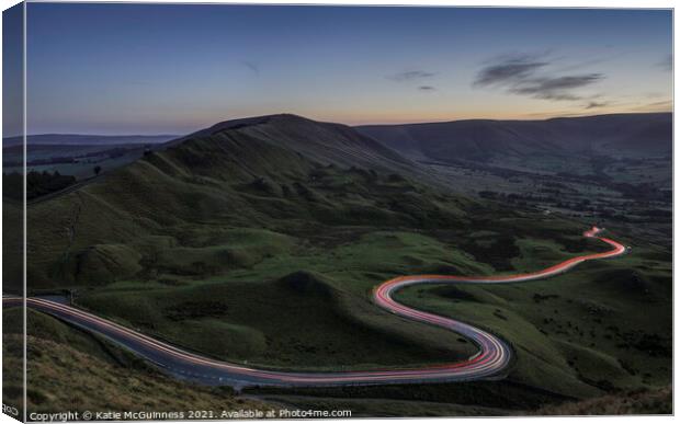 Mam Tor Light Trails Canvas Print by Katie McGuinness