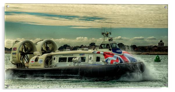 Passenger hovercraft ferry returning to Portsmouth  Acrylic by Richard Smith