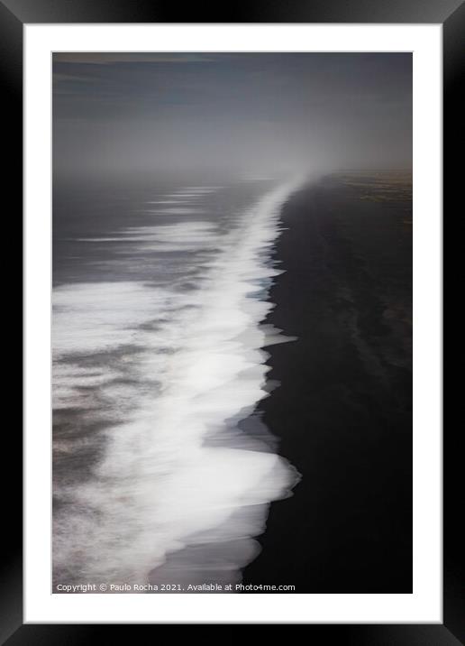 Iceland volcanic black sand beach from Dyrholaey  Framed Mounted Print by Paulo Rocha