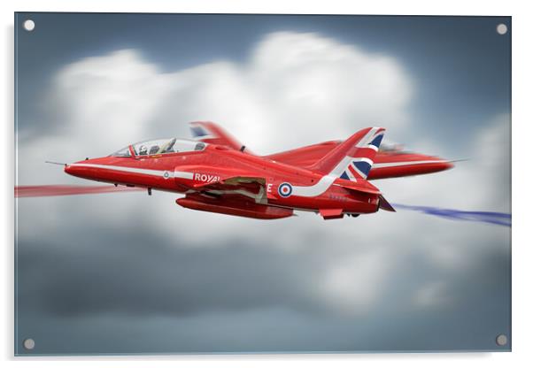 Red Arrows Synchro Cross Acrylic by J Biggadike