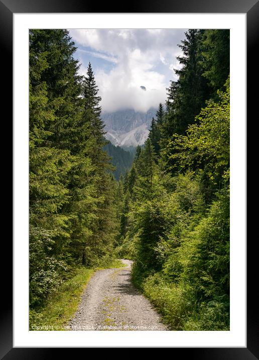 Hiking path on the mountain in Santa Magdalena Dolomites Italian Alps Framed Mounted Print by Luis Pina