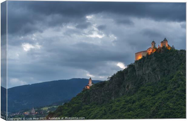 Convento Sabiona Kloster Saeben Castle in Chiusa on the top of a mountain Canvas Print by Luis Pina