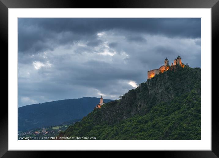 Convento Sabiona Kloster Saeben Castle in Chiusa on the top of a mountain Framed Mounted Print by Luis Pina