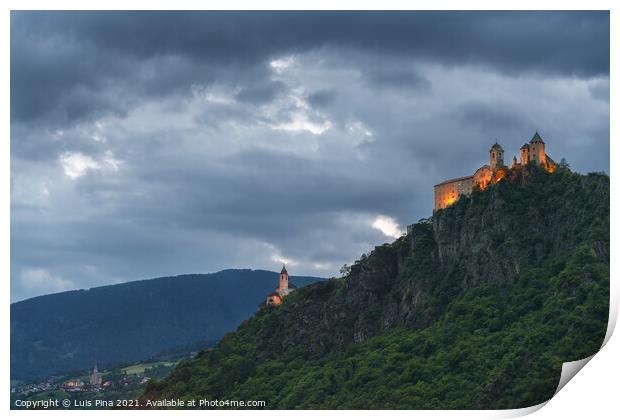 Convento Sabiona Kloster Saeben Castle in Chiusa on the top of a mountain Print by Luis Pina
