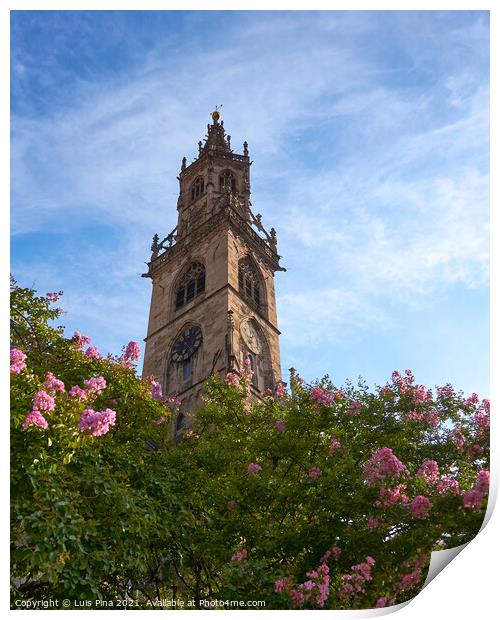 Duomo di Bolzano Church Cathedral with flowers Print by Luis Pina