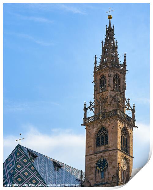 Duomo di Bolzano Church Cathedral on a summer day Print by Luis Pina