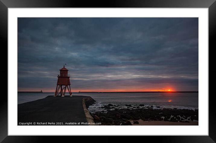 South Shields Sunrise Framed Mounted Print by Richard Perks