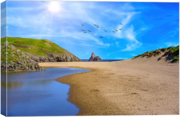 Broadhaven South Beach in Pembrokeshire Canvas Print by Tracey Turner
