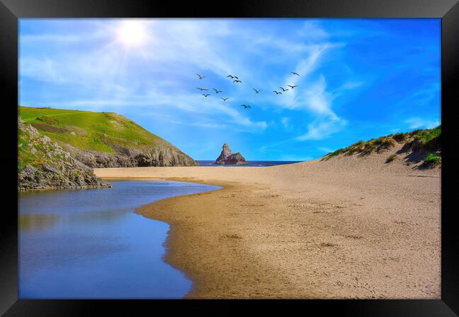 Broadhaven South Beach in Pembrokeshire Framed Print by Tracey Turner