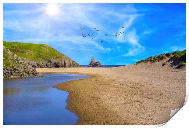 Broadhaven South Beach in Pembrokeshire Print by Tracey Turner
