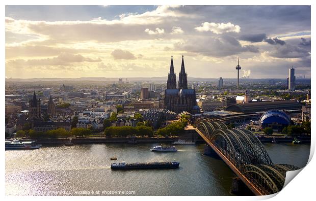 Cologne Cathedral Koelner Dom seen from the top of Cologne Koeln Triangle building Print by Luis Pina