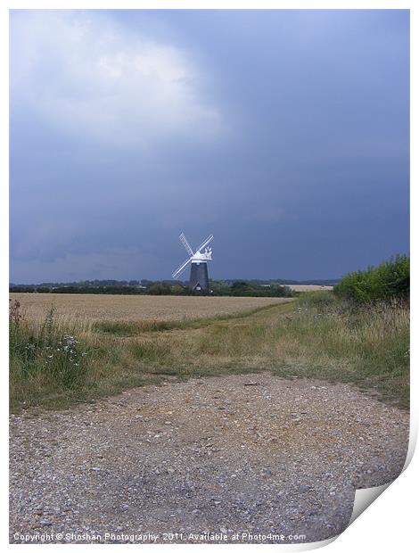 Windmill in the storm Print by Shoshan Photography 