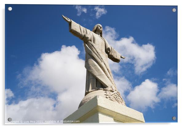 Cristo Rei Jesus Christ sculpture in Caniço, Madeira Acrylic by Luis Pina