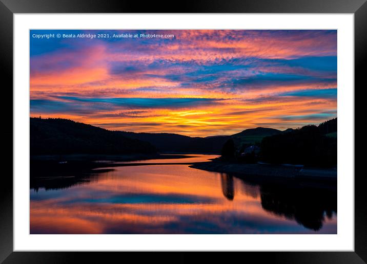 Sunset over Ladybower Reservoir Framed Mounted Print by Beata Aldridge