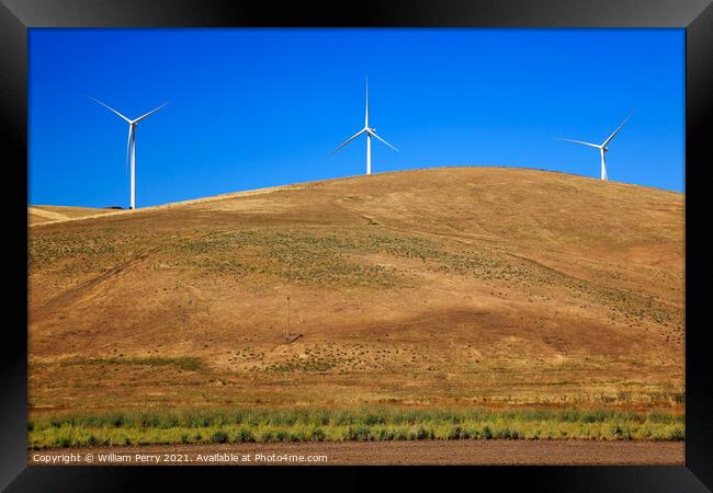 Wind Turbines Palouse Countryside Washington Framed Print by William Perry