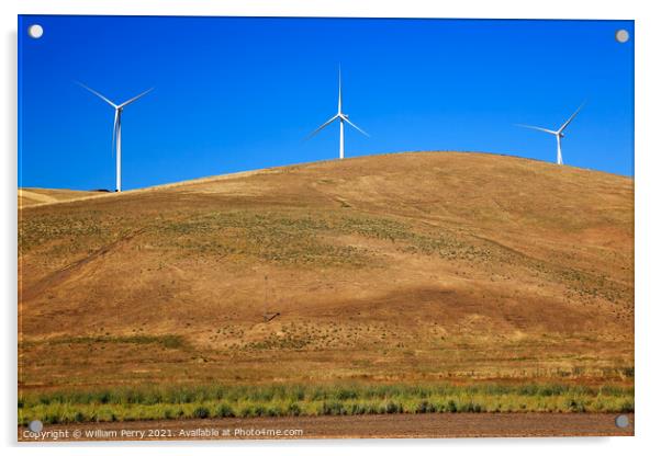 Wind Turbines Palouse Countryside Washington Acrylic by William Perry
