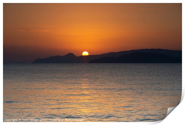 Sun Rising over Sitia Peninsula, Crete, Greece Print by Kasia Design