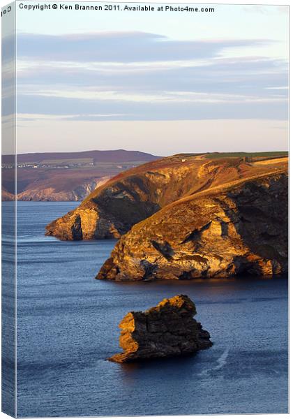 Portreath North Cliffs Canvas Print by Oxon Images