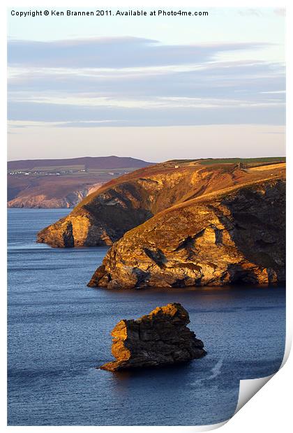 Portreath North Cliffs Print by Oxon Images