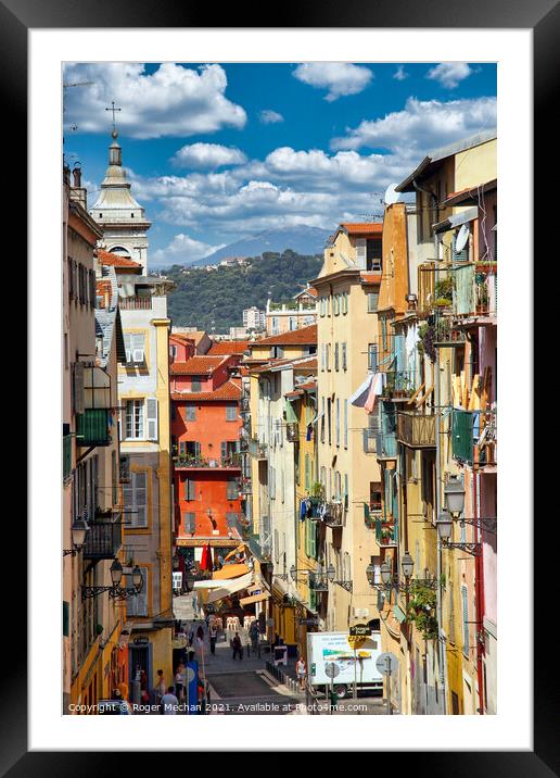 The back streets of Nice Framed Mounted Print by Roger Mechan
