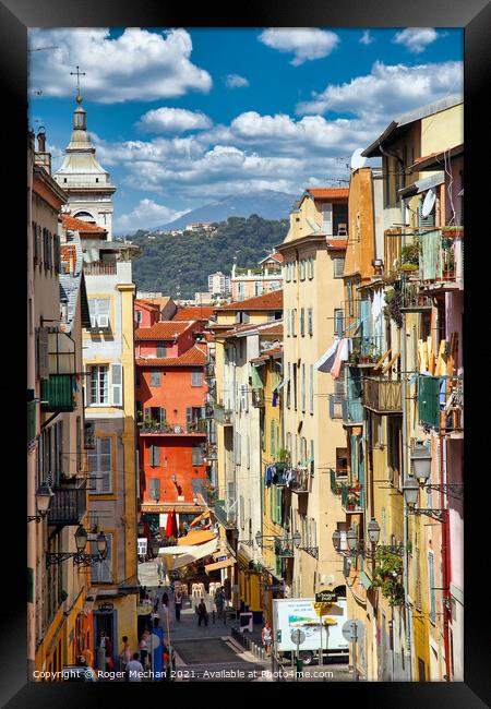 The back streets of Nice Framed Print by Roger Mechan