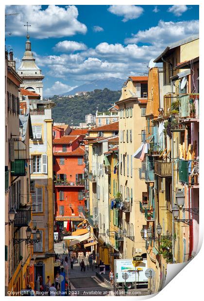 The back streets of Nice Print by Roger Mechan