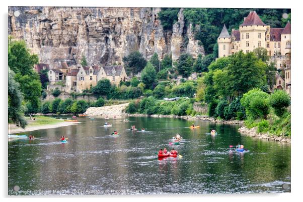 Serene Canoe Ride on the Dordogne Acrylic by Roger Mechan