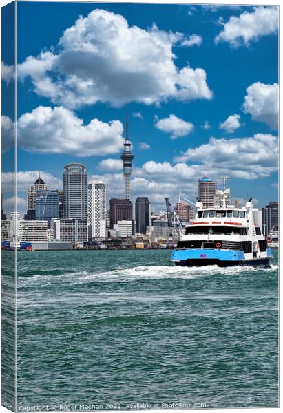 Auckland Skyline by Ferry Canvas Print by Roger Mechan
