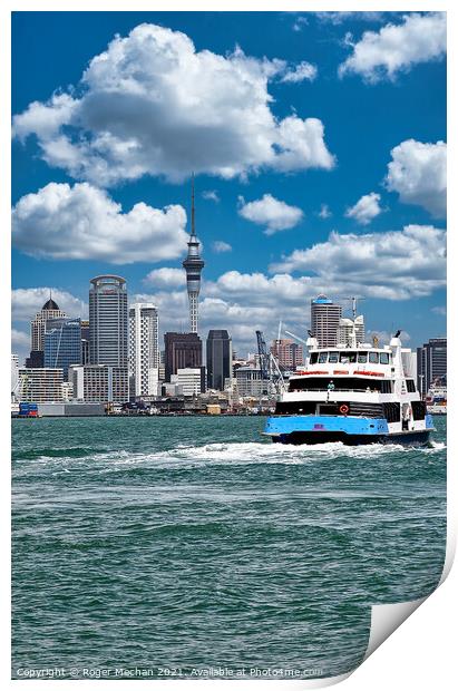 Auckland Skyline by Ferry Print by Roger Mechan