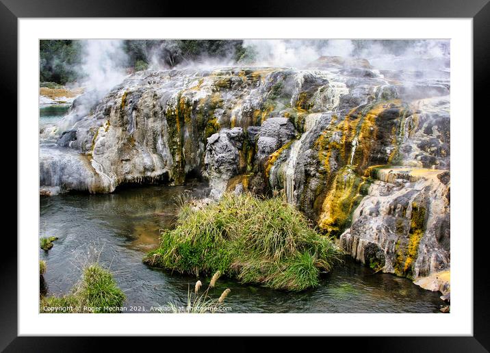 Sulphur Waterfall at Hot Springs Framed Mounted Print by Roger Mechan