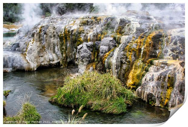 Sulphur Waterfall at Hot Springs Print by Roger Mechan