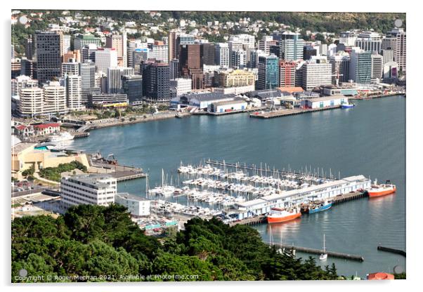 Wellington's Bustling Harbour Acrylic by Roger Mechan