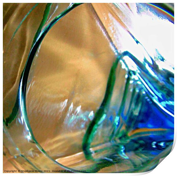 Green glass triangles Print by Stephanie Moore