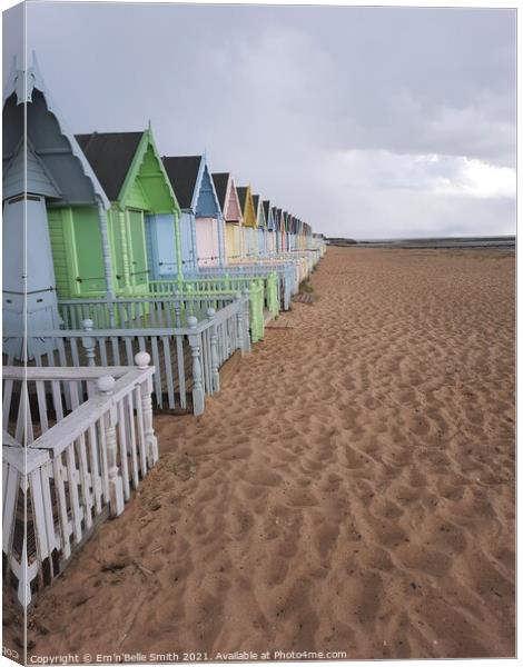 Beach huts, Mersea, Essex Canvas Print by Em'n'Belle Smith