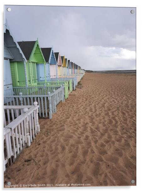 Beach huts, Mersea, Essex Acrylic by Em'n'Belle Smith