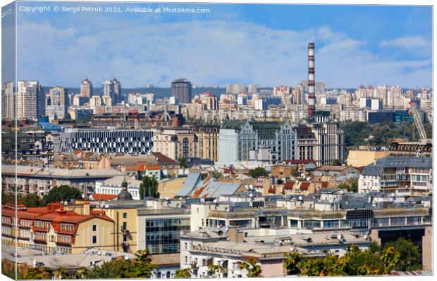 Dense development of the old district of Podil in Kyiv with residential and office buildings. Canvas Print by Sergii Petruk