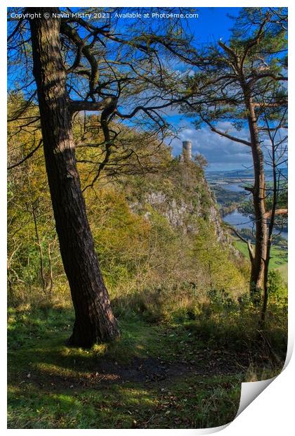 Kinnoull Hill Tower and the River Tay Perth Scotland Print by Navin Mistry